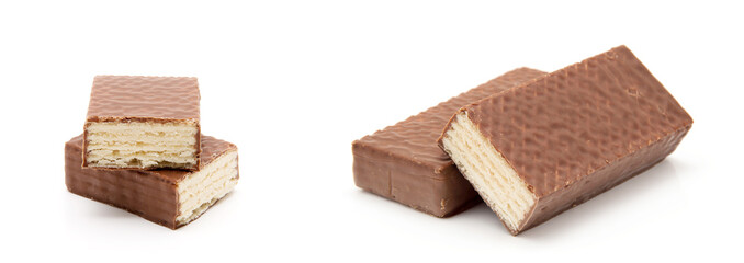 chocolate waffles isolate on white