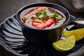 Fish soup with shrimps. Seafood