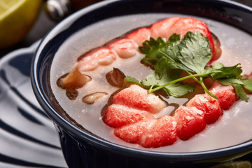 Fish soup with shrimps. Seafood