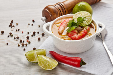 Fish cream soup with shrimps.
