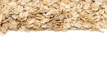Oat flakes Isolated on white background.