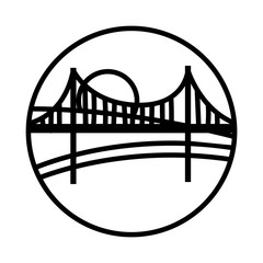 landscape scene with bridge line style icon