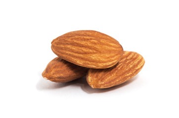 group of almonds isolated on white