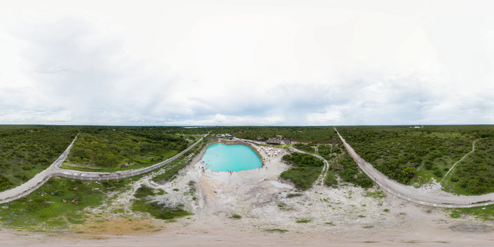 Aerial Image Of The Blue Hole Of Caiçara, Cruz, Ceara On A Tour From Jericoacoara