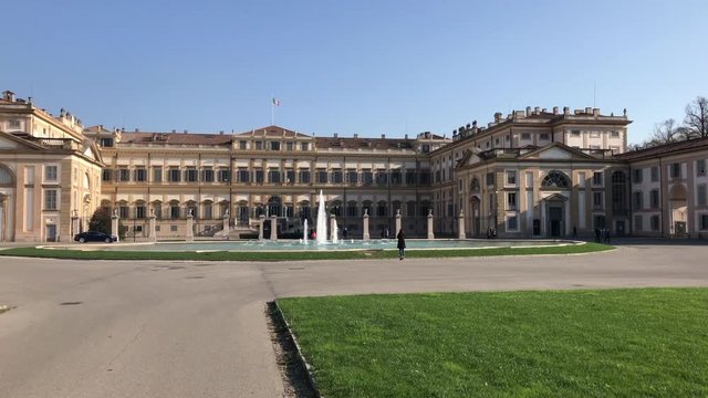 Royal Villa of Monza Italy in a sunny day with blue sky.