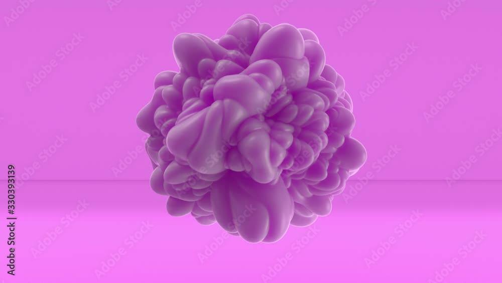 Wall mural 3d Looped abstract sphere with bulging. Wavy surface with ripples. Trendy monochrome texture, isolated ball with convexity, cell motion graphic design, animated elastic texture.