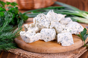 Frozen cubes of herbs with butter