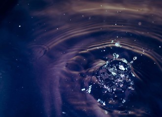 Splashing water, explosion of drops in the form of a crown