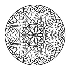 Obraz premium Monochrome hand drawn floral mandala. Anti-stress coloring page for adults. Hand drawn vector illustration.
