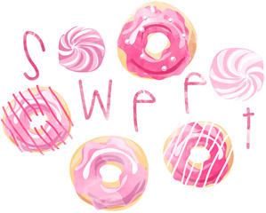 Watercolor Isolated Sweet Set