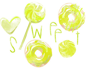 Watercolor Isolated Sweet Set