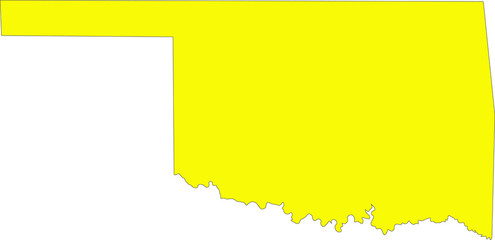 State of Oklahoma map flat yellowon white background