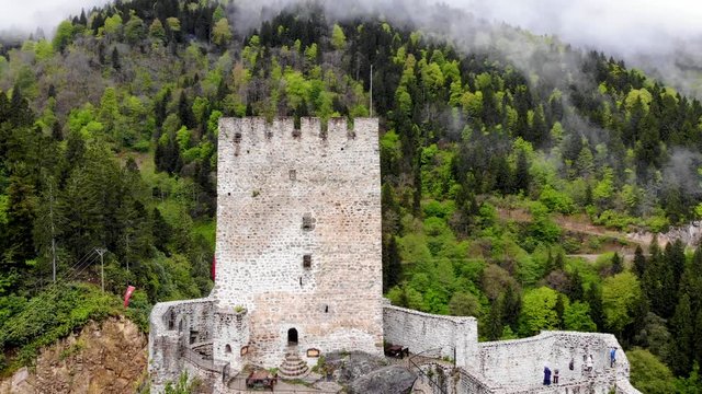 Drone footage of Zilkale castle in Trabzon Turkey