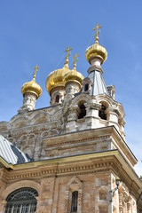 Fototapeta na wymiar The Russian Orthodox Church of Saint Mary Magdalene, Jerusalem, Israel
