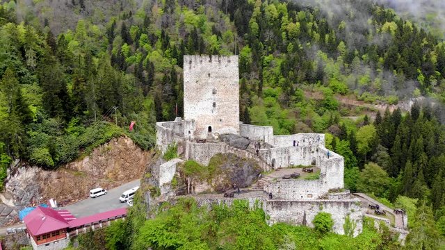 Drone footage of Zilkale castle in Trabzon Turkey