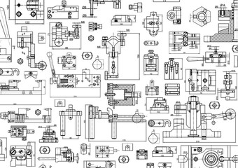 Engineering backgrounds. Mechanical engineering drawings. Cover. Banner. Technical Design. Draft.