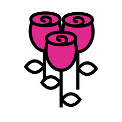 garden roses flowers line and fill icon
