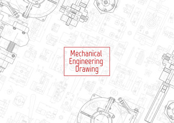 Engineering backgrounds. Mechanical engineering drawings. Cover. Banner. Technical Design. Draft.