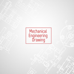 Technical drawing background . Mechanical Engineering drawing. Engine line drawing background