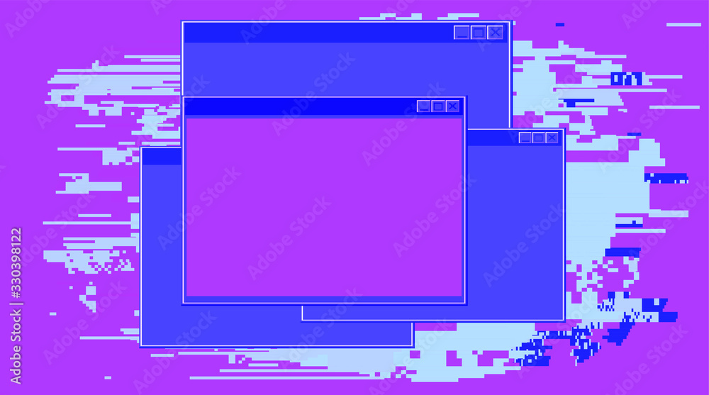 Aufkleber Computer screen with Command-line interface or console terminal. Retrofuturistic vaporwave style illustration in punchy pastel colors.