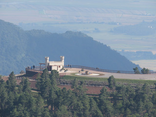 Castle over the mountains seen in the distance