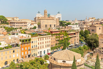 Naklejka premium a view over the ancient city of Rome with typical buildings, Lazio, Italy