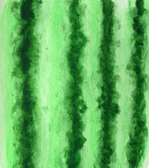 Watercolor hand painted abstract watermelon green background. Subtle ink gradient on textured paper. Creative aquarelle painted summer colors splash design, invitation, vintage template.