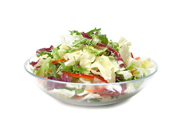 Mixed Salad Bowl - Isolated on White Background