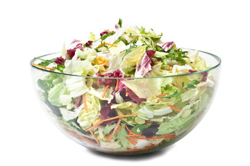 Mixed Salad Bowl - Isolated on White Background