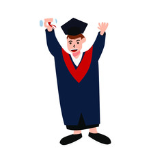 Young student graduation icon vector graphic design illustration