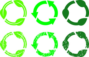 Biodegradable icon stamps. Grunge texture. 3 kinds.