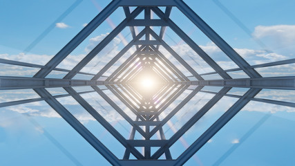 modern glass tunnel 3d rendering illustration background