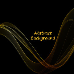 golden abstract wave on a black background. vector curved lines. presentation template.