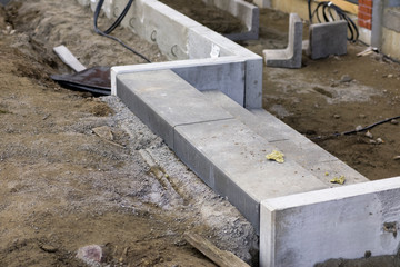 Construction site, crafts, Laying new concrete stairs black