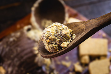 homemade chocolate bonbon with peanuts. Easter from brazil, gourmet chocolate egg.