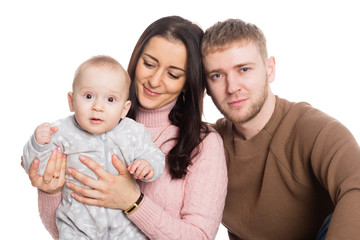 Young family father mother and little boy