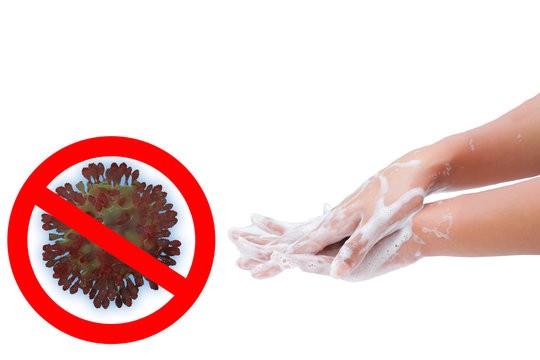 Rub the Back of Hands 1 of 7 Steps To Wash Your Hands Properly,Corona virus 2019,the most transmission of virus or bacterai from hand touch concept