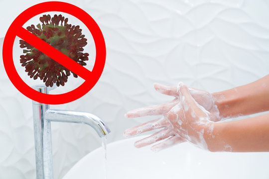 Rub the Back of Hands 1 of 7 Steps To Wash Your Hands Properly,Corona virus 2019,the most transmission of virus or bacterai from hand touch concept