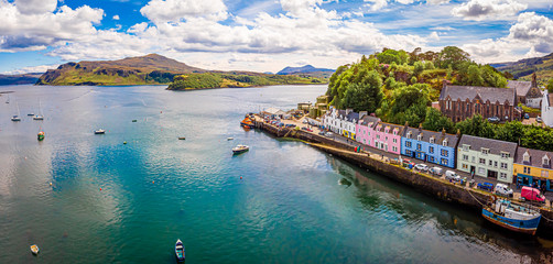 Aerial view of Portree, Isle of Skye, Scotland