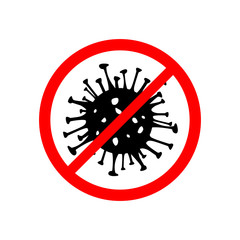 Dangerous Coronavirus red and black vector Icon. 2019-nCoV bacteria isolated on white background. COVID-19 Wuhan corona virus disease sign STOP pandemic concept symbol. China. Human health and medical