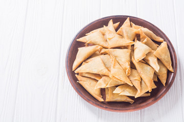 Traditional asian vegetarian food samosa