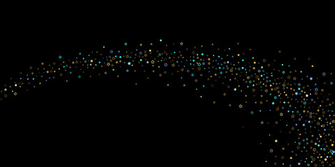 Gold, Blue stars, sprocket, shiny confetti. 