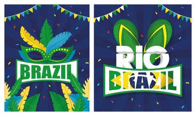 brazil carnival poster with mask and sandals