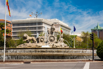 The famous monumental Cibeles fountain located in the square of the same name built on 1782 ​at Madrid city center