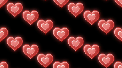 seamless heart shapes pattern 3d rendering illustration background