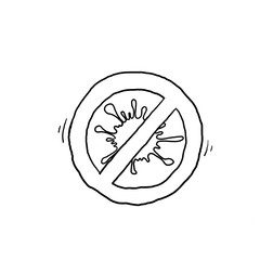 hand drawn corona virus prohibited sign doodle style vector isolated