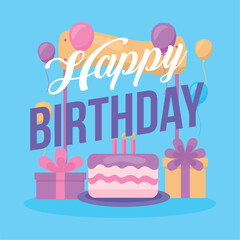 happy birthday celebration card with sweet cake