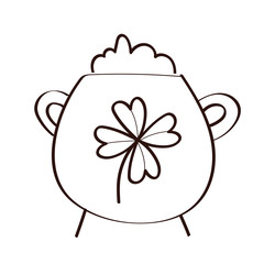 cauldron with clover line style icon