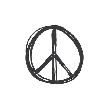 Peace icon doodle. Hand drawn sign of peace.