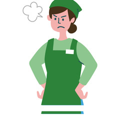 スーパー店員　女性　怒っている